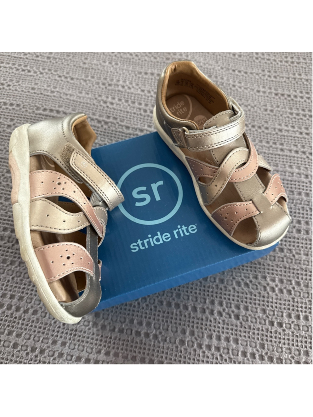 Girls Stride Rite Gold Pink Sandals 10 (Toddler Girl)